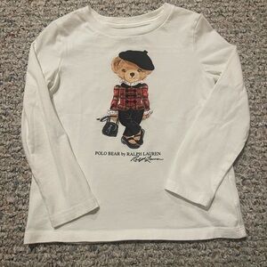 Polo by Ralph Lauren Kids White Long Sleeve Tee with Bear Design